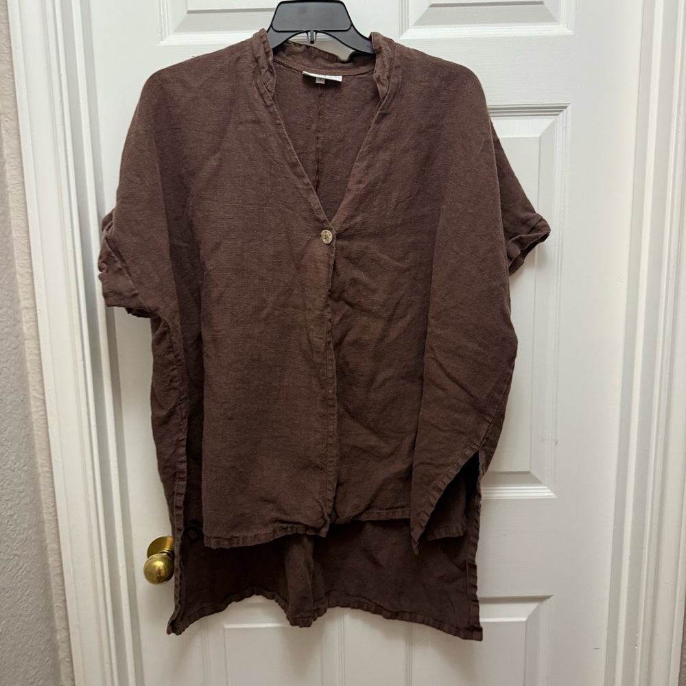 bryn Walker linen Brown Lightweight Shirt Jacket